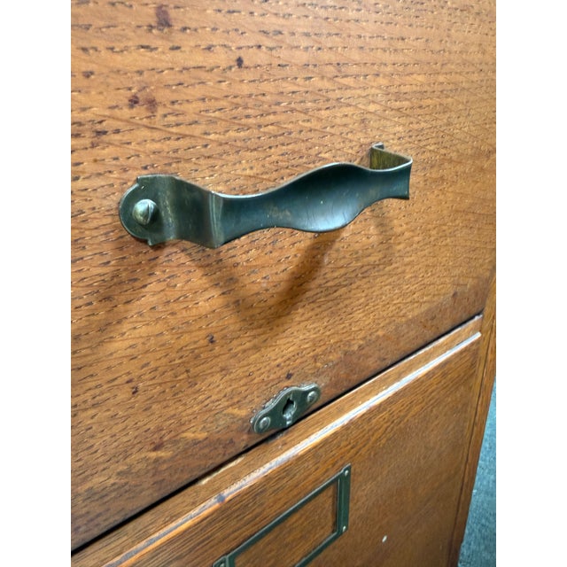 Quarter-Sawn Oak Four-Drawer Filing Cabinet, Vintage For Sale - Image 12 of 12
