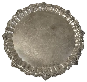 Vintage Mid-Century Rococo Silver Over Copper Tray