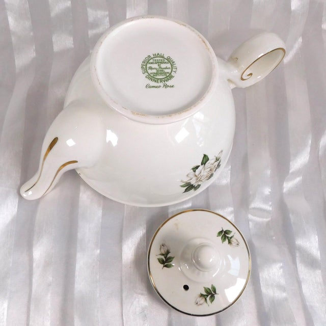 1950s Halls Teapot, Sugar Bowl and Creamer in Cameo Rose For Sale - Image 12 of 15