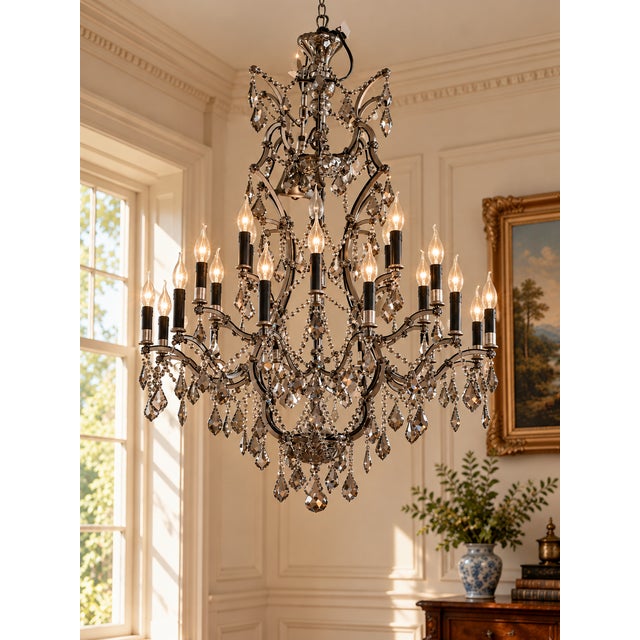 This impressive vintage chandelier makes a dramatic statement, combining classic European elegance with a bold scale that...