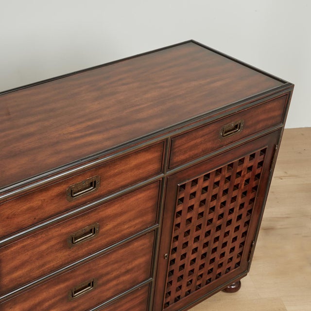 Vintage British Colonial Style Credenza or Chest by Theodore Alexander For Sale - Image 11 of 15