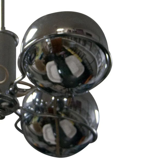 1970s Mid-Century Italian Chromed Spheres Pendant Lamp, 1970 For Sale - Image 5 of 6