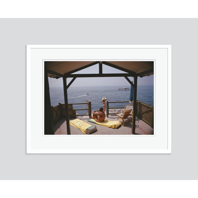 Modern Beach Hut in Antibes 1969 by Slim Aarons Framed C Print For Sale - Image 3 of 3