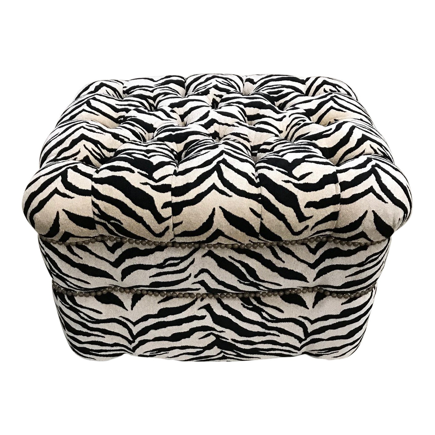 Upholstered Zebra Print Ottoman Chairish