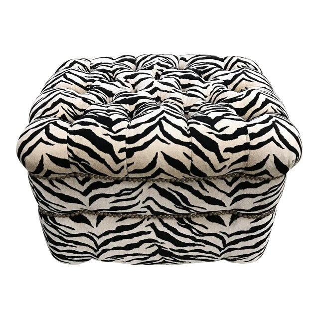 Upholstered Zebra Print Ottoman Chairish