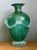 Art Nouveau Vintage Green Art Glass Vase With Relief Faces For Sale - Image 3 of 12