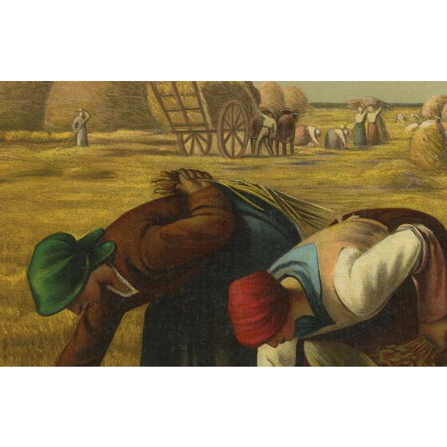 This powerful late 19th-century European chromolithograph depicts a rural harvesting scene inspired by the iconic...