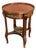 Old World Elegance | Antique French-Style Marquetry Guéridon Table With Brass Mounts and Decorative Basket For Sale