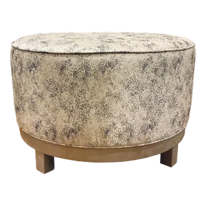 Norwalk Abstract Modern Small Black and White Round Fulton Ottoman