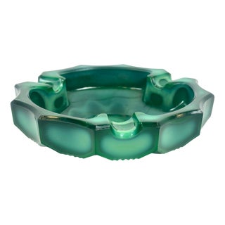 Bohemian Malachite Ashtray from Jablonec Glassworks, 1960s For Sale