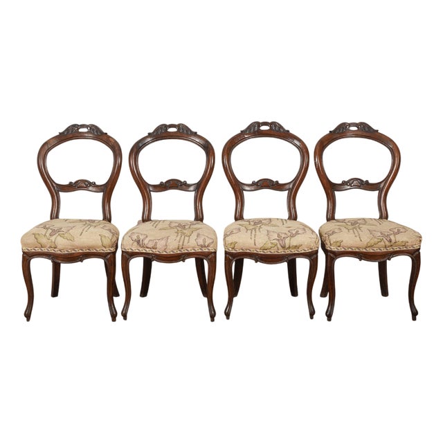 Light Damask Chairs, Set of 4 For Sale
