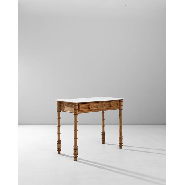 Ornamental & Decorative Materials 1900s French Faux Bamboo Table With Marble Top For Sale - Image 7 of 18