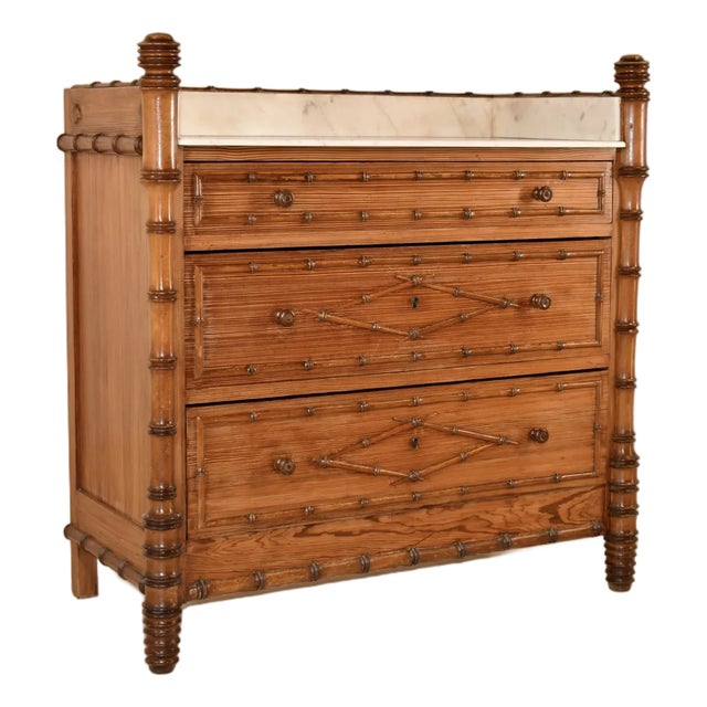 19th Century Faux Bamboo Chest of Drawers From France For Sale