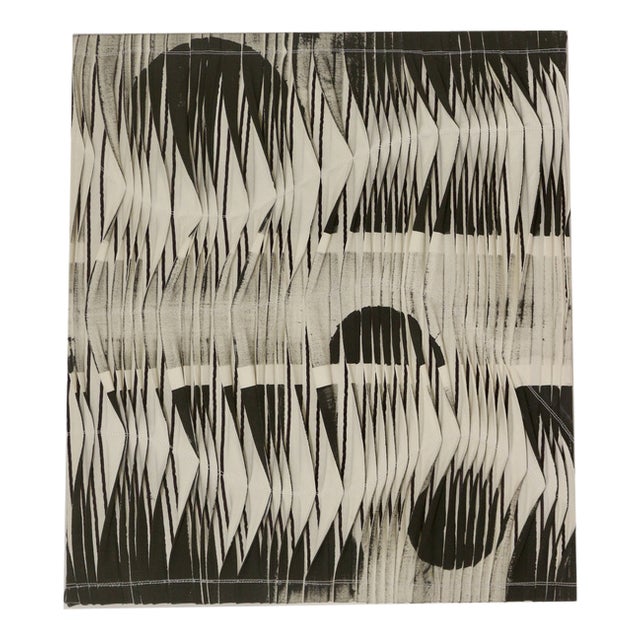 Textile Sculpture Board with Wave and Relief Effect in Charcoal Shades For Sale