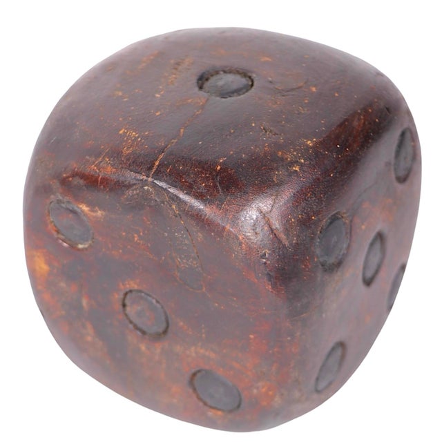 Brown Large Folk Art Carved Wood Dice For Sale - Image 8 of 9