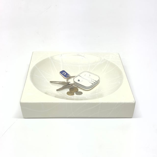 Mid 20th Century Square Meets Round Drizzle Glazed Shallow Dish For Sale In Miami - Image 6 of 8