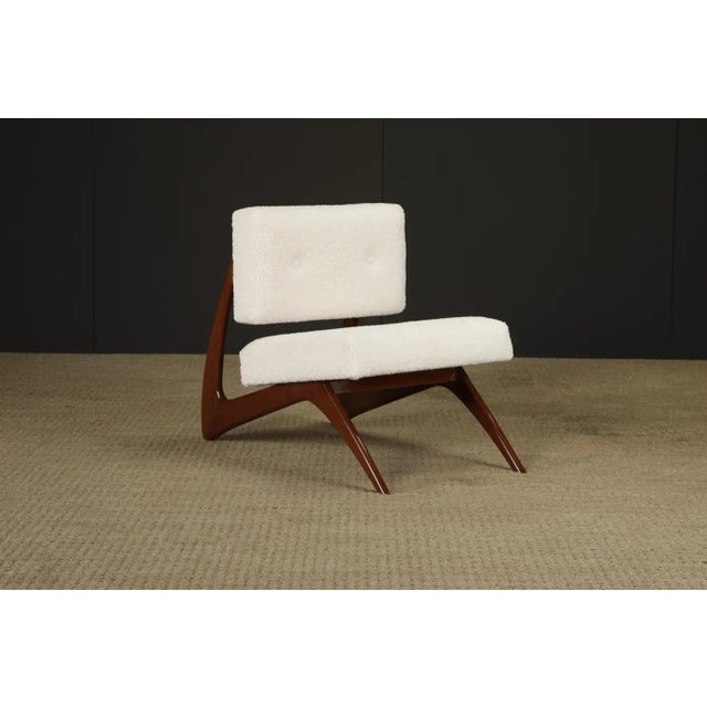 Modern Brazilian Modern Sculptural Rosewood and White Bouclé Lounge Chair, 1960s For Sale - Image 3 of 16