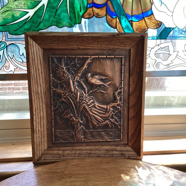 Vintage Copper Embossed Wall Hanging Art Plaque Bird Albert Gilles Signed Chairish