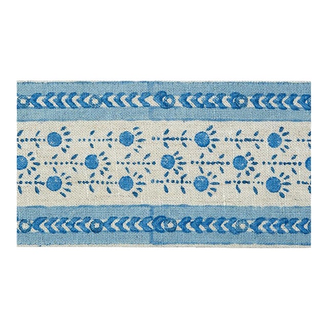 Schumacher Pica Bella Hand Blocked Tape in Blue For Sale