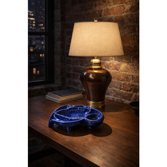 Vintage Studio Art Pottery Cobalt Blue Sculptural Ceramic Ashtray / Catchall Dish, Signed Erm For Sale In Los Angeles - Image 6 of 9