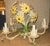 Metal Vintage French Italian Tole Metal Painted Daisy Chandelier For Sale - Image 7 of 9