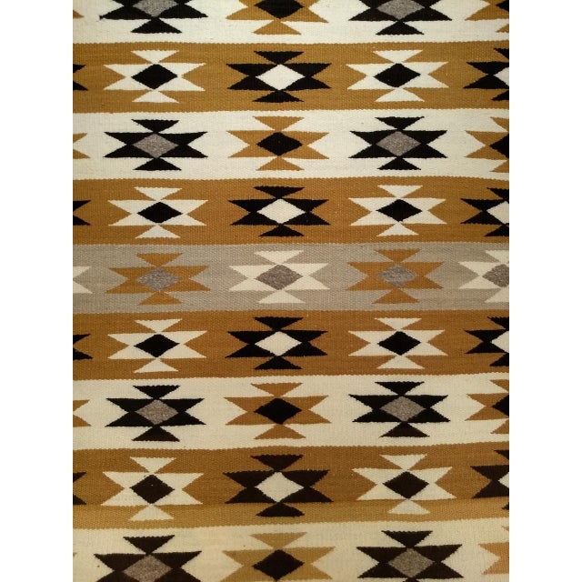 Vintage Native American Navajo Chinle Revival Rug, Wool and Cotton, Banded Geometric Pattern, 4x5 For Sale In Chicago - Image 6 of 9