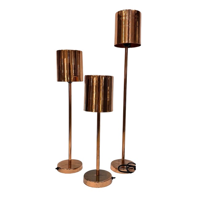 Mid-Century Lamps in Copper, France, 2000s, Set of 3 For Sale
