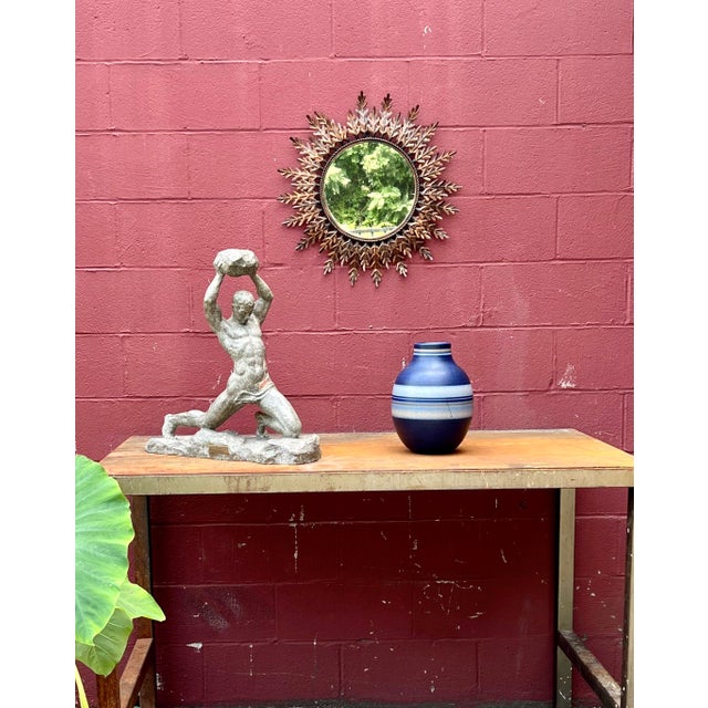 Spanish 1950's Round Gilt Metal Sunburst Mirror For Sale - Image 12 of 12