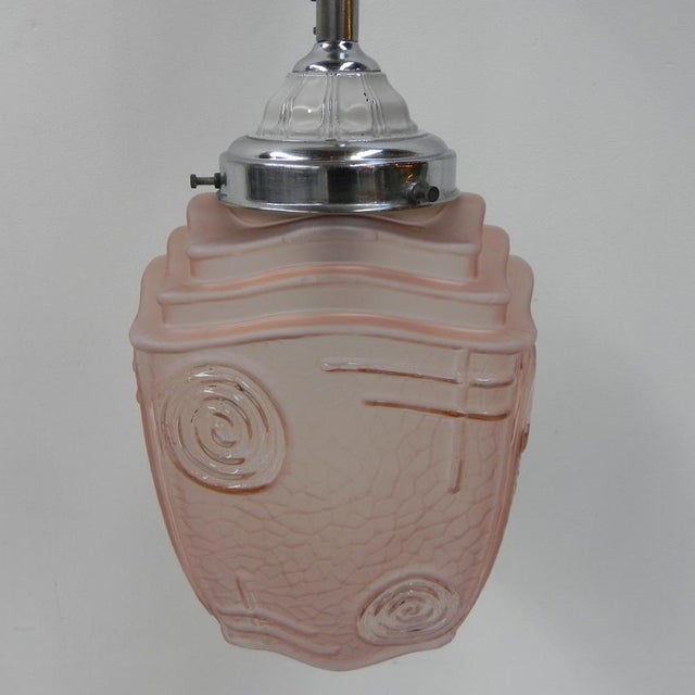 Art Deco Hanging Lamp with Pink Glass Shade, 1930s For Sale - Image 13 of 17