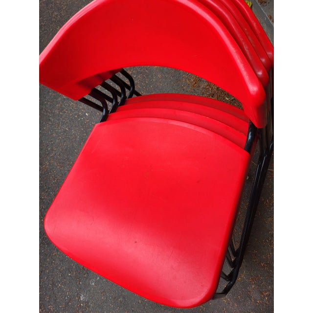 Steelcase 1980s Paolo Favaretto Assisa Press Stackable Chairs- Set of 4 For Sale - Image 4 of 5