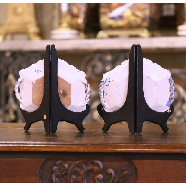 White Pair of Early 20th Century French Faience Coaster Plates Signed Henriot Quimper For Sale - Image 8 of 9