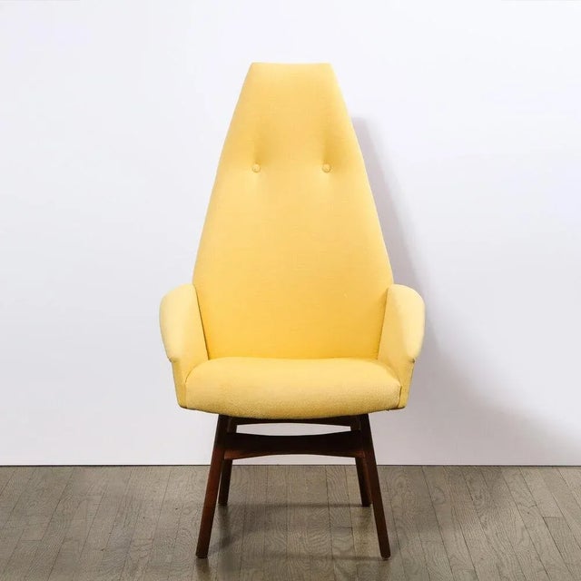 1970s Mid Century Walnut Back Chair in Yellow Loro Piana Cashmere by Adrian Pearsall For Sale - Image 5 of 13
