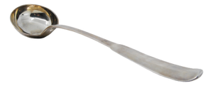 Smooth Silver Soup Ladle with Grooves on the Handle
