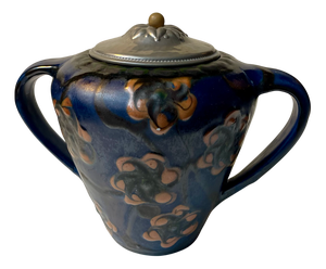 Antique Glazed Ceramic Urn with Pewter Lid by Herman August Kähler, 1890s
