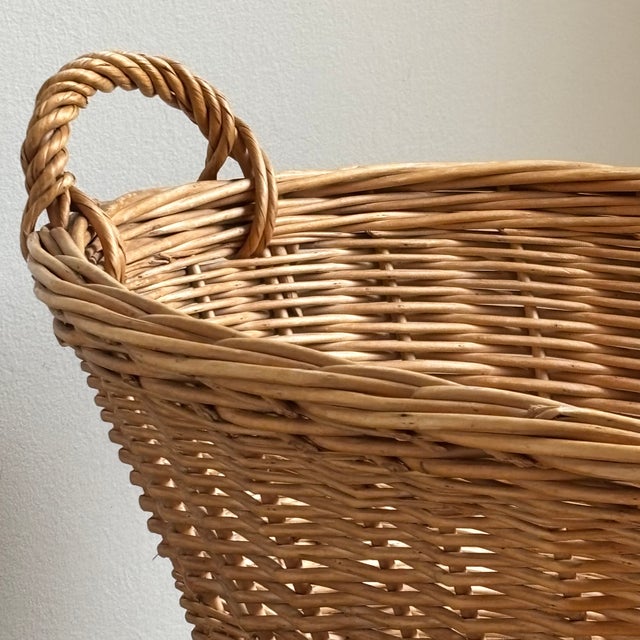 Vintage French Style Wicker Laundry Basket For Sale - Image 13 of 16