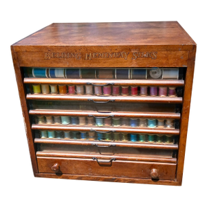 Antique 7 Drawer Spool Cabinet Belding Heminway Silks 1900s