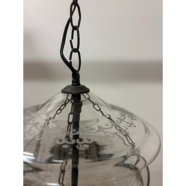 Transparent Late 19th Century A Pair of Floral Bell Jar Lanterns in Antique Bronze For Sale - Image 8 of 12