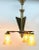 Art Deco Brass Chandelier with Three Arms & Glass Lampshades For Sale - Image 16 of 18