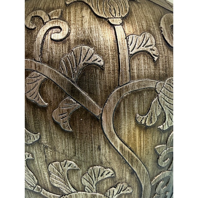 Gilded Botanical Relief Table Lamp For Sale - Image 9 of 12