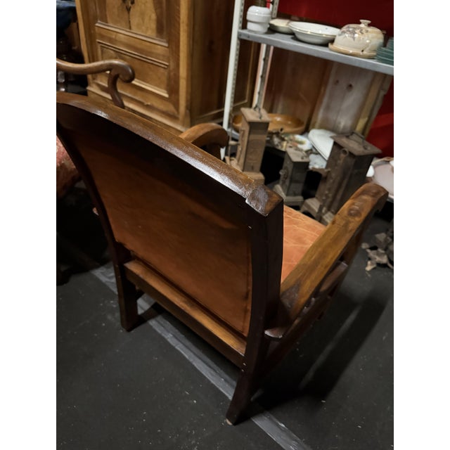 Vintage Bridge Chair in Leather, 1930s For Sale - Image 4 of 8