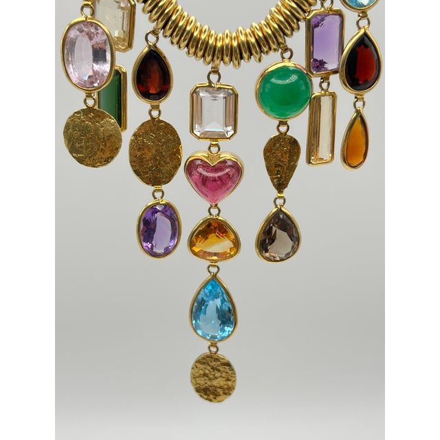 1990s 1990s H. Stern 18k Yellow Gold Multicolor Gemstone Necklace For Sale - Image 5 of 10