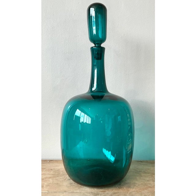 Mid-Century Modern Vintage Boho Blown Glass Decanter For Sale - Image 3 of 5