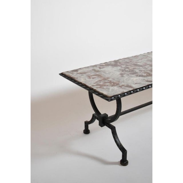 1940s Wrought Iron and Marble Coffee Table, 1940s For Sale - Image 5 of 6