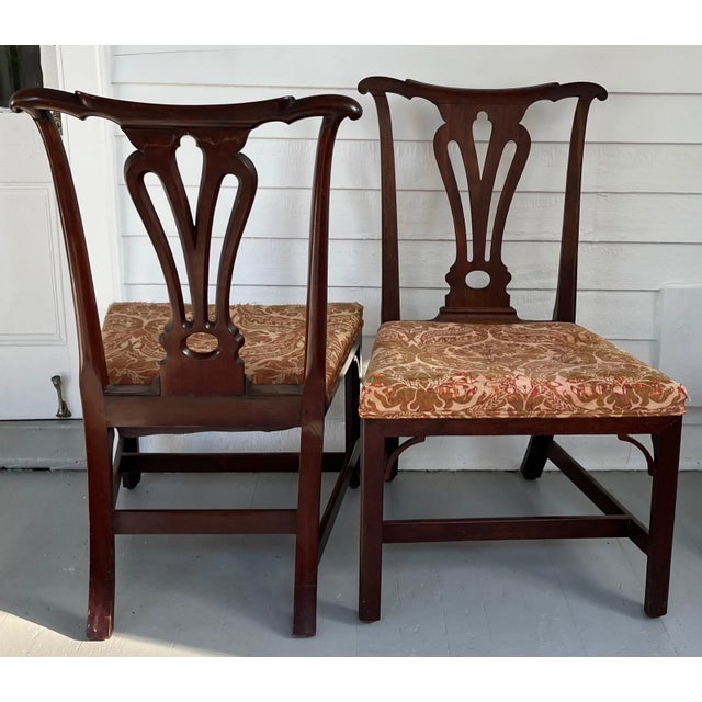 Antique 18th Century George III Chippendale Period Carved Mahogany Side Chairs or Back Stools - a Pair For Sale - Image 9 of 13