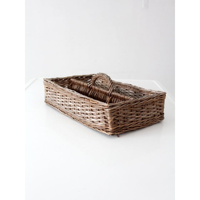 Vintage Divided Wicker Gathering Basket For Sale - Image 9 of 15