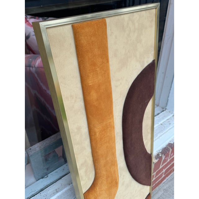 1970s Mid Century Geometric Suede 3d Art For Sale - Image 5 of 9