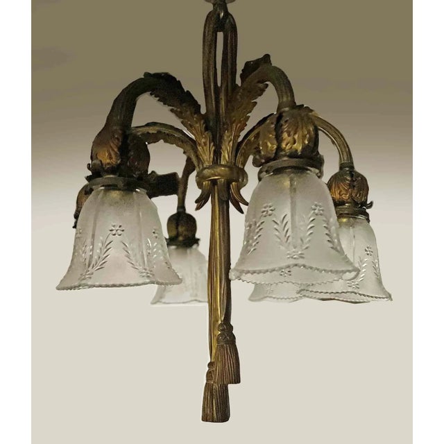 Antique French Chandelier - Bronze For Sale - Image 4 of 5