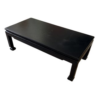 Black Glazed Grasscloth Ming Coffee Table For Sale