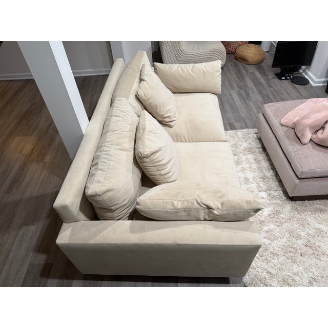 Modern West Helm Harmony 82" Sofa, Down Blend, Performance Velvet, Sand, Dark Walnut For Sale - Image 3 of 5