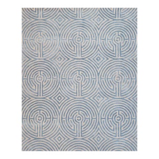 Lucca Hand-Tufted Maze Rug, Sky Blue, 4x6 For Sale